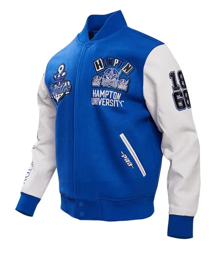 Hampton Pirates Homecoming Blue Varsity Jacket - Recreated Inspired Edition