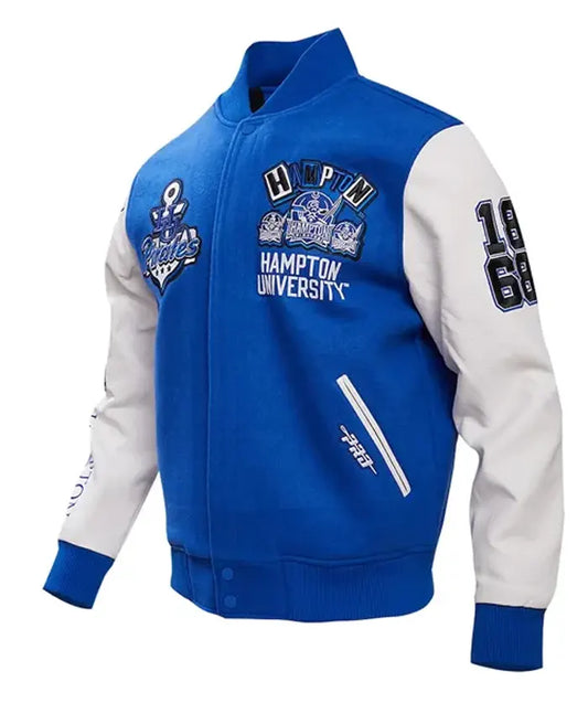 Hampton Pirates Homecoming Blue Varsity Jacket - Recreated Inspired Edition