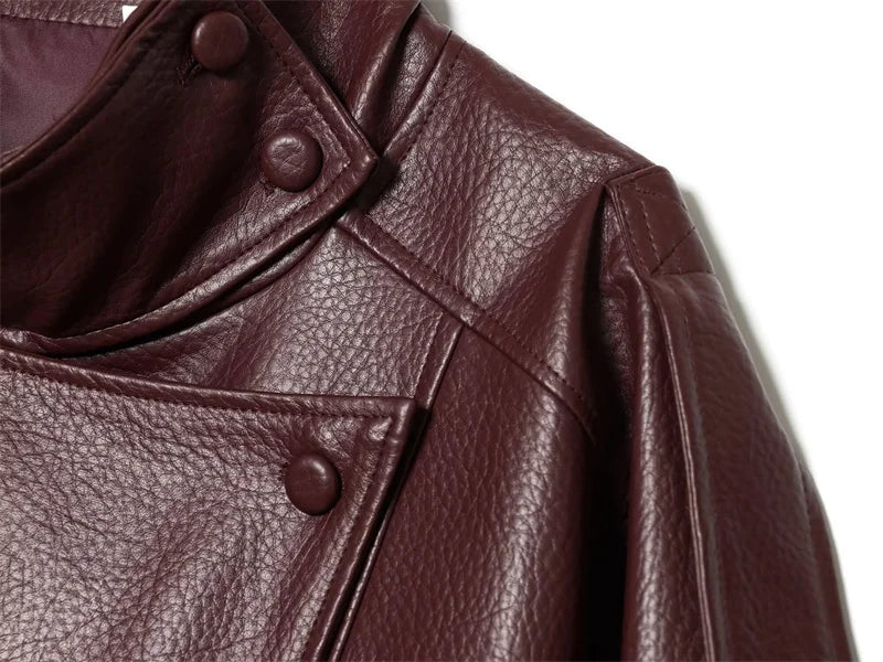 Women's Faux Leather Jacket New Fashion Long Sleeve Versatile Jacket Personality Chic Women Coat Autumn Winter Ladies Outerwear