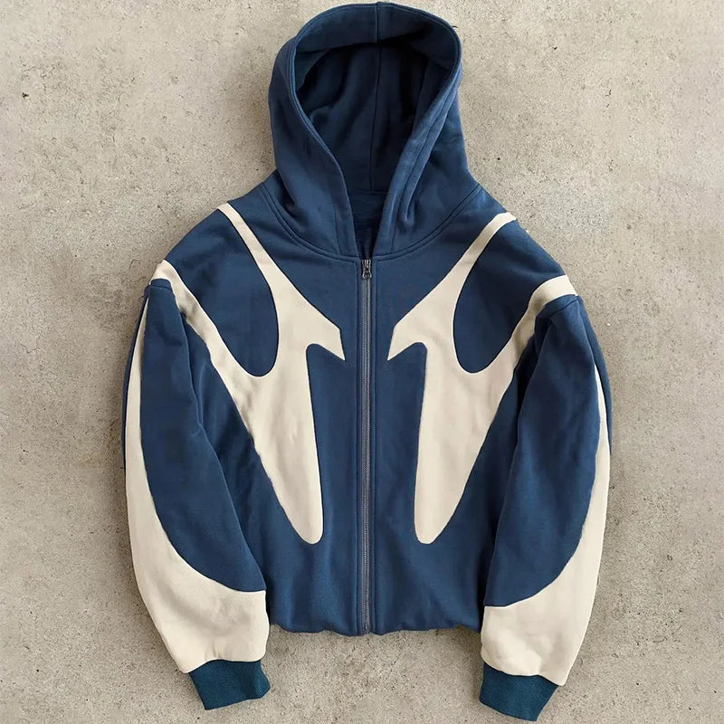 American Retro Letter Printed Devil Pattern Hoodie Y2k Harajuku Casual Couple Zipper Hoodies Sweatshirt Fashion Men's Clothing