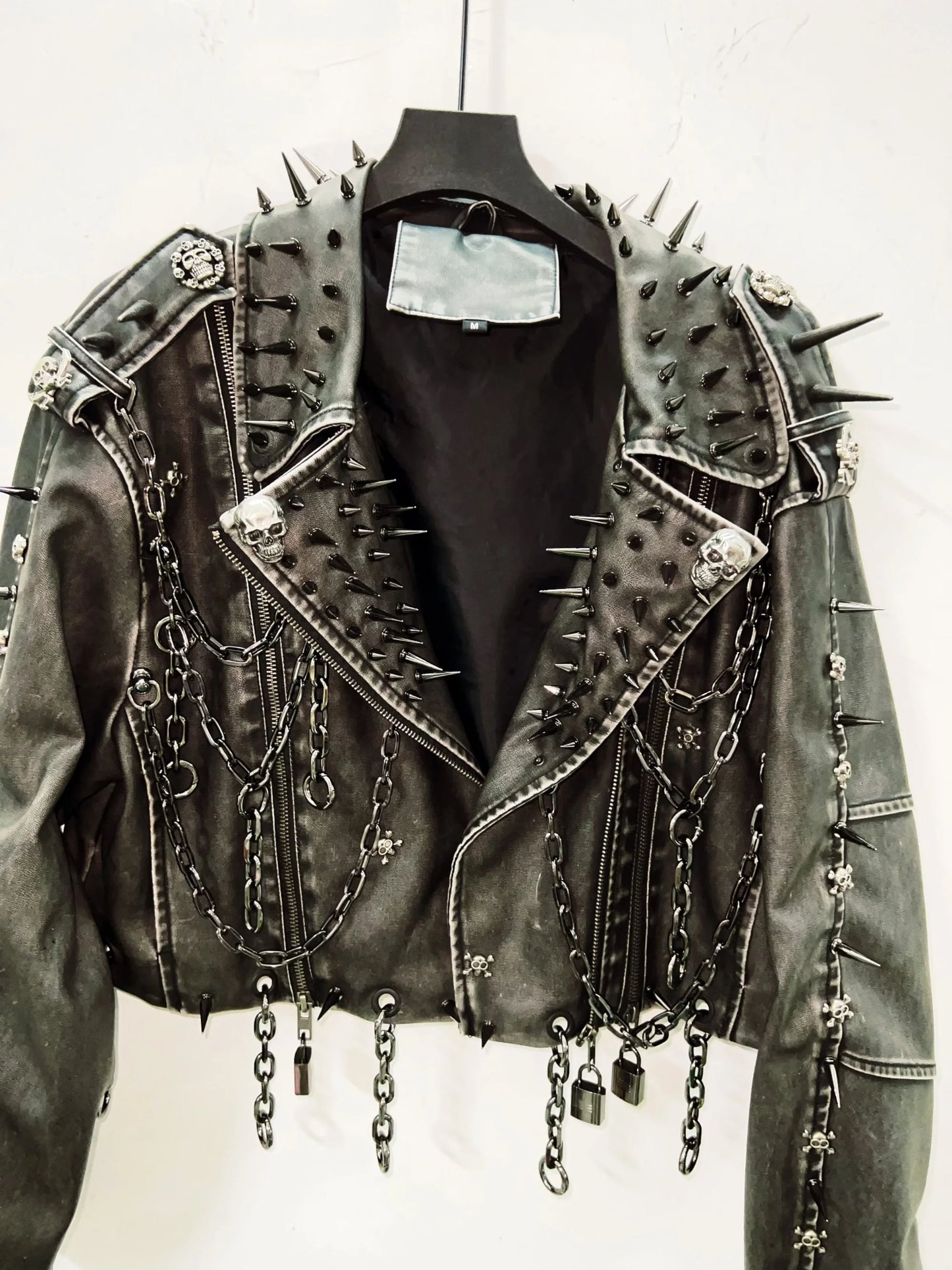 Leather vintage  Jacket Skull Jacket gothic Leather vintage Jacket harajuku  Jacket gothic clothes y2k clothes gothic Jacket