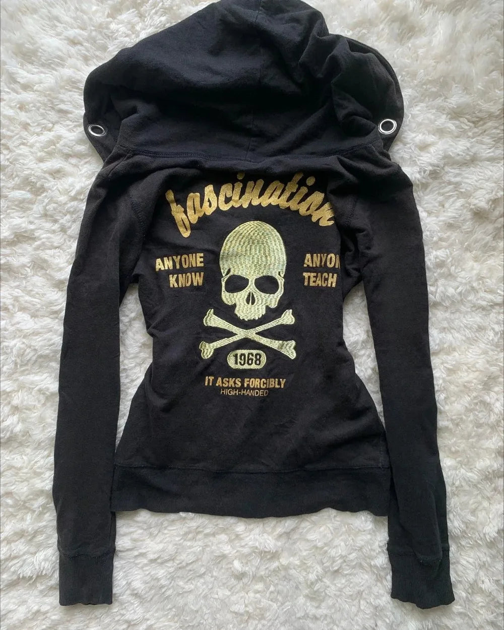 Y2K New Emo Fashion Rivet Zipper Hoodie Women Harajuku Black Oversized Hoodie Gothic Retro Classic Sweatshirt Autumn Clothing