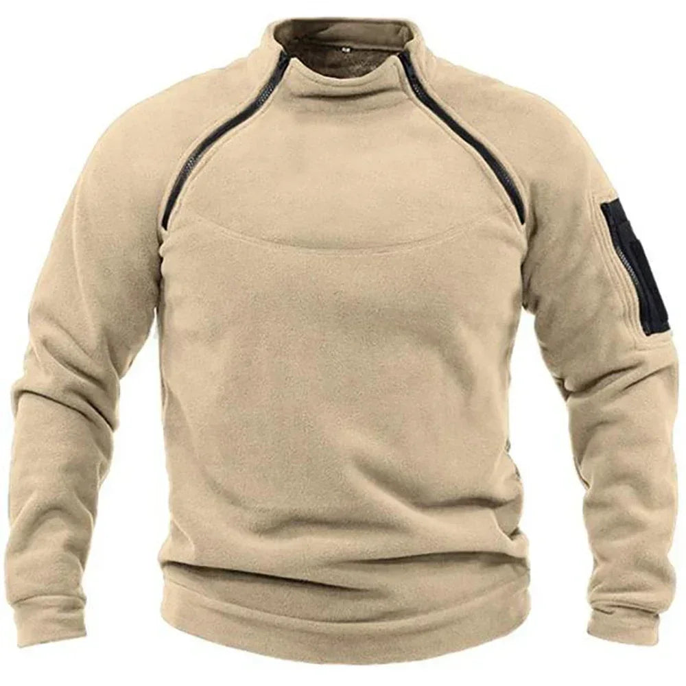 Outdoor Men's TacticalFleece Jacket Clothes Warm Zippers Pullover Men Windproof Coat Thermal Hiking Sweatshirt