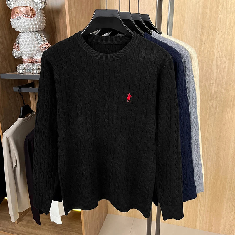 Hot High-End Luxury Man Long-Sleeved Knitwear Round Neck No Pilling No Fading Embroidery Spring New Sweater Leisure MensClothing