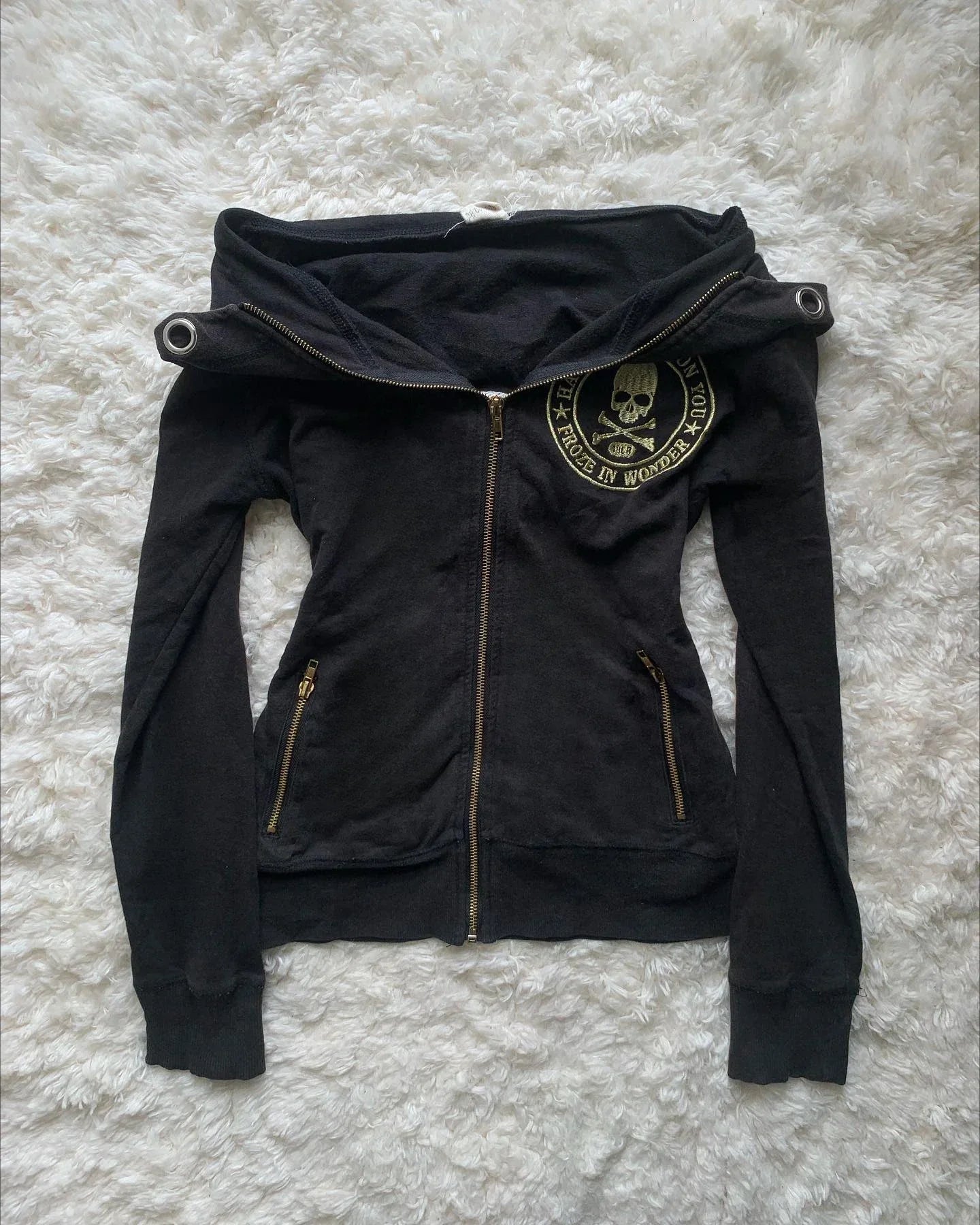 Y2K New Emo Fashion Rivet Zipper Hoodie Women Harajuku Black Oversized Hoodie Gothic Retro Classic Sweatshirt Autumn Clothing