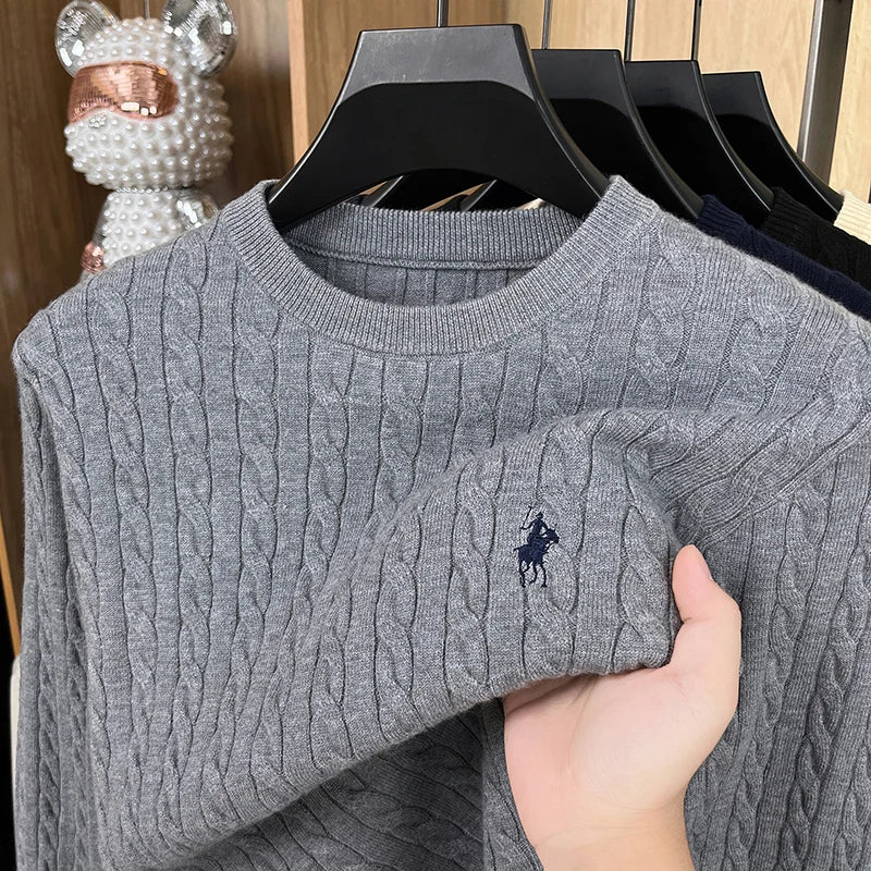 Hot High-End Luxury Man Long-Sleeved Knitwear Round Neck No Pilling No Fading Embroidery Spring New Sweater Leisure MensClothing