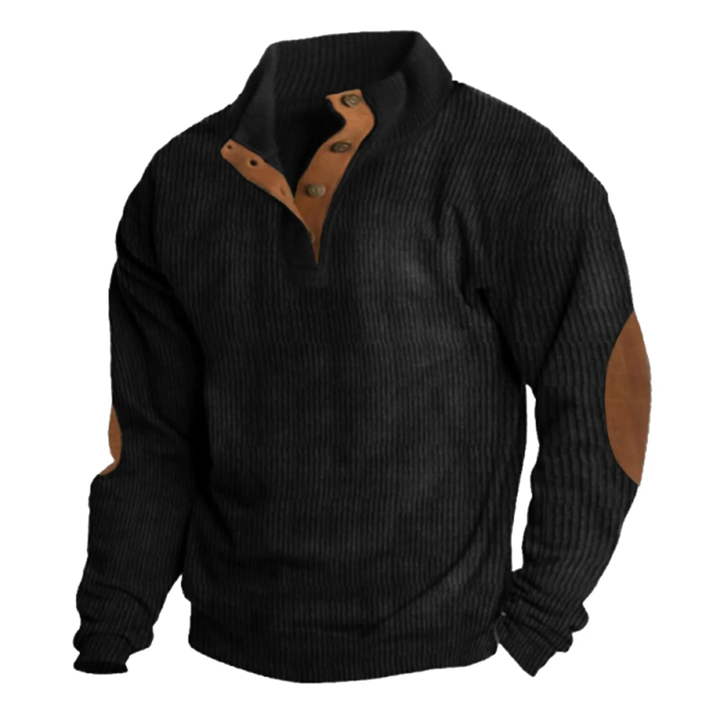 Mens Casual Sweater Tops Loose Comfortable Buckle Stand Neck Long Sleeve Knitwear Hoodie Plus Size Mens Band Knitting Pullovers