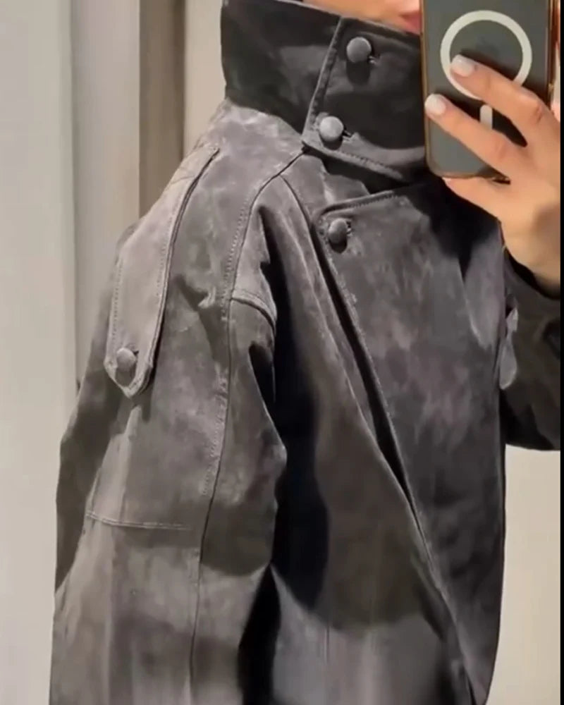 Women's Faux Leather Jacket New Fashion Long Sleeve Versatile Jacket Personality Chic Women Coat Autumn Winter Ladies Outerwear