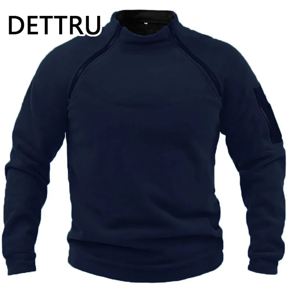 Outdoor Men's TacticalFleece Jacket Clothes Warm Zippers Pullover Men Windproof Coat Thermal Hiking Sweatshirt