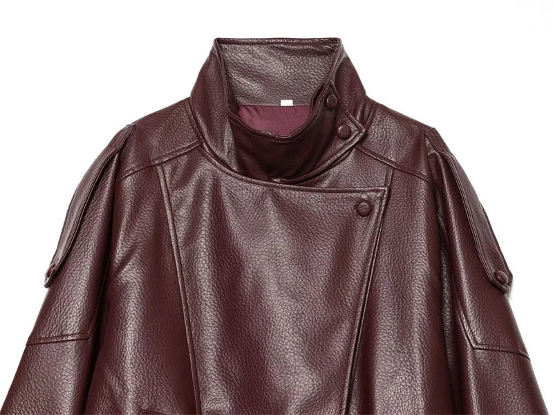 Women's Faux Leather Jacket New Fashion Long Sleeve Versatile Jacket Personality Chic Women Coat Autumn Winter Ladies Outerwear