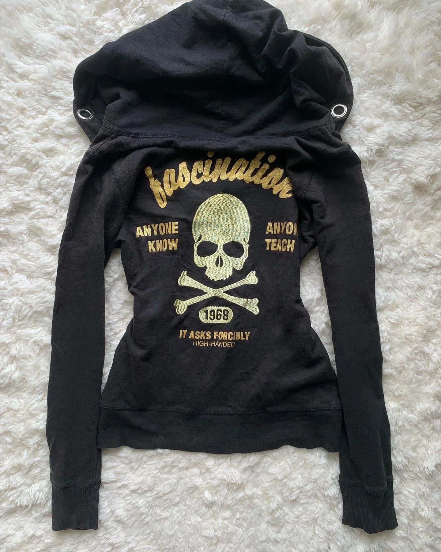 Y2K New Emo Fashion Rivet Zipper Hoodie Women Harajuku Black Oversized Hoodie Gothic Retro Classic Sweatshirt Autumn Clothing