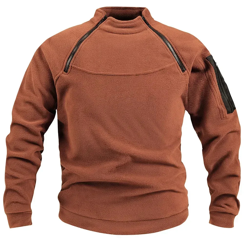 Outdoor Men's TacticalFleece Jacket Clothes Warm Zippers Pullover Men Windproof Coat Thermal Hiking Sweatshirt
