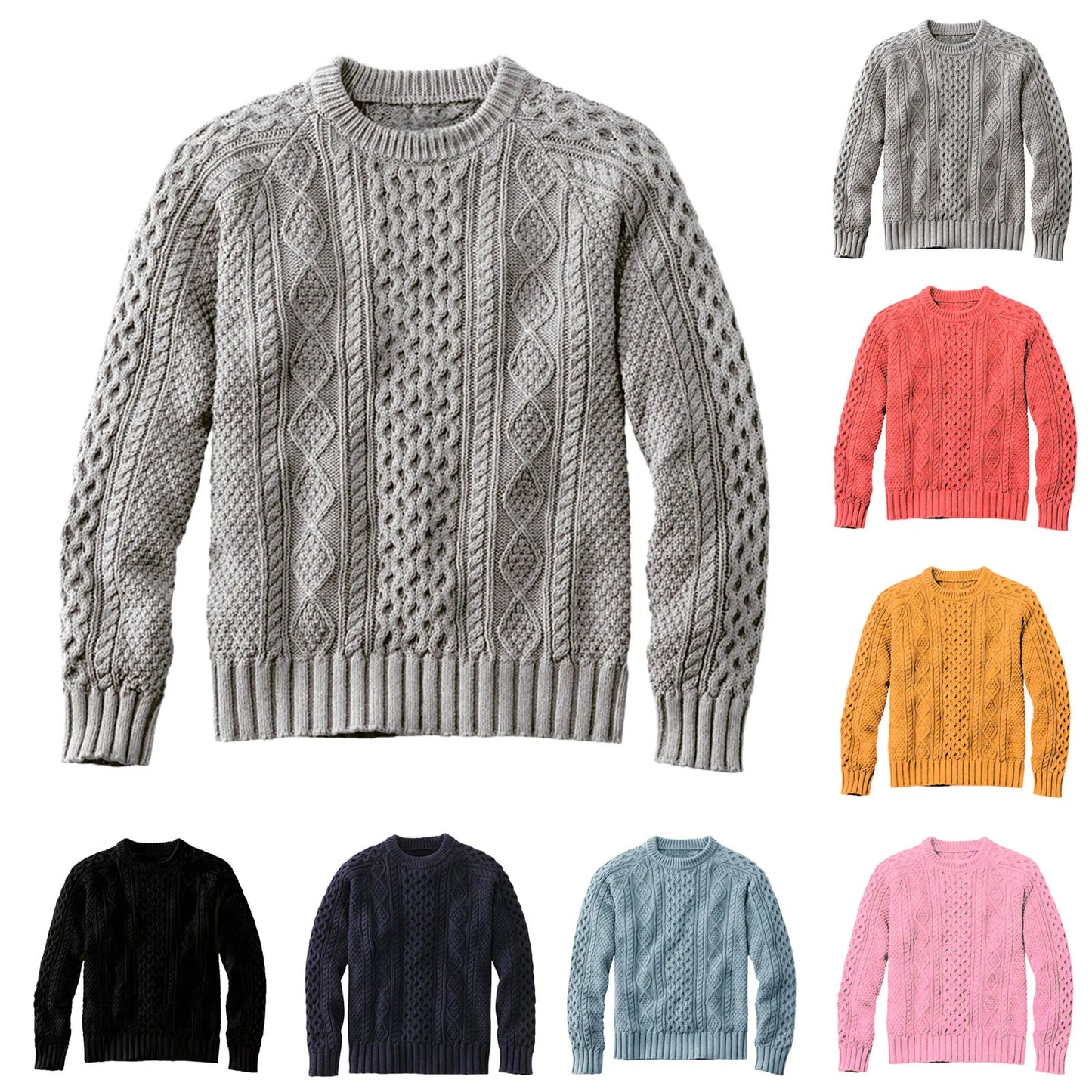 Men's Solid Color Sweaters Youth Casual Fashion Thickened Woven Wool Pullover Tops Streetwear Woolen Mens Knitted Sweaters