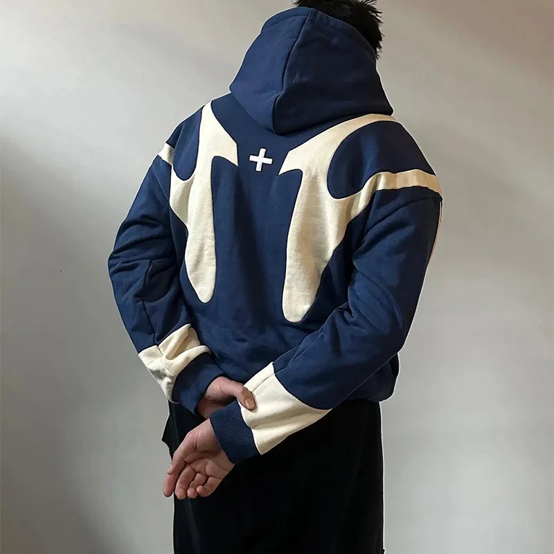 American Retro Letter Printed Devil Pattern Hoodie Y2k Harajuku Casual Couple Zipper Hoodies Sweatshirt Fashion Men's Clothing