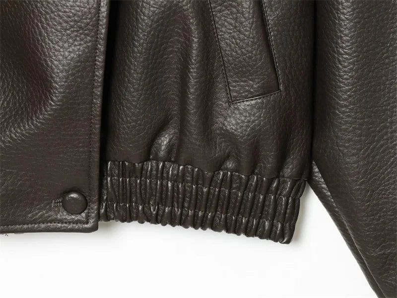 Women's Faux Leather Jacket New Fashion Long Sleeve Versatile Jacket Personality Chic Women Coat Autumn Winter Ladies Outerwear