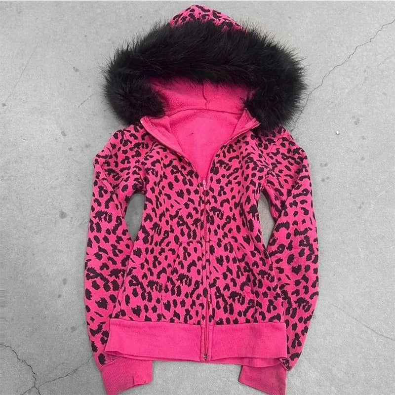 Vintage Jacket Grunge Zipper Sweatshirt Autumn and Winter Wings Print Slim Hoodie Gothic Fashion Trend Slim Street Outerwear y2k