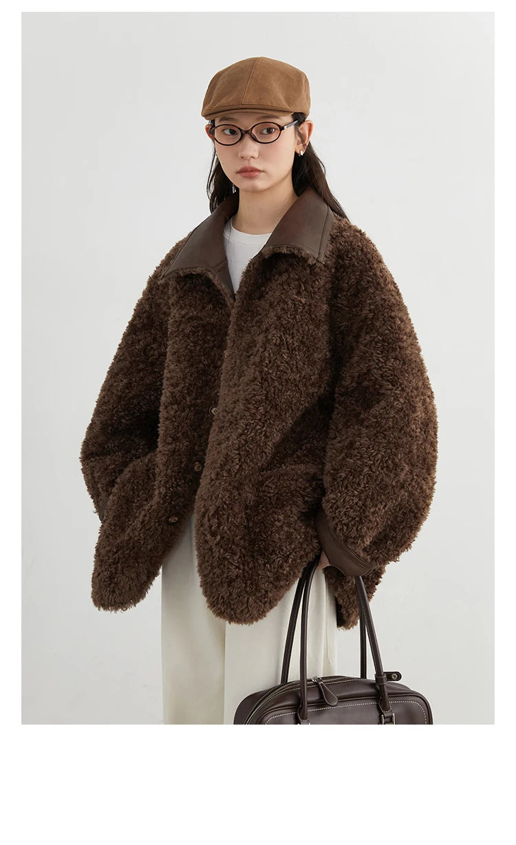 CHIC VEN Women Faux Leather Jacket Coat Loose Casual Reversible Mid Length PU Overcoat Retro Ladies Outerwear Autumn Winter 2025