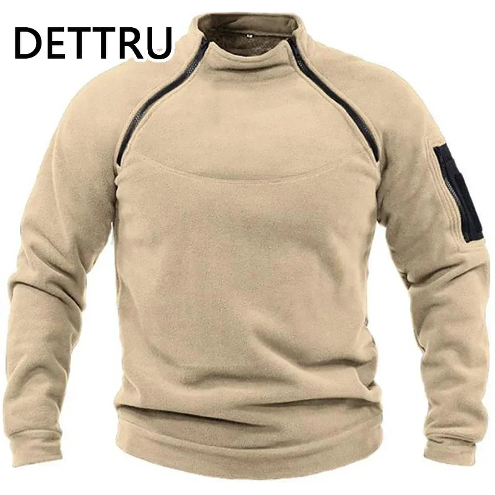 Outdoor Men's TacticalFleece Jacket Clothes Warm Zippers Pullover Men Windproof Coat Thermal Hiking Sweatshirt