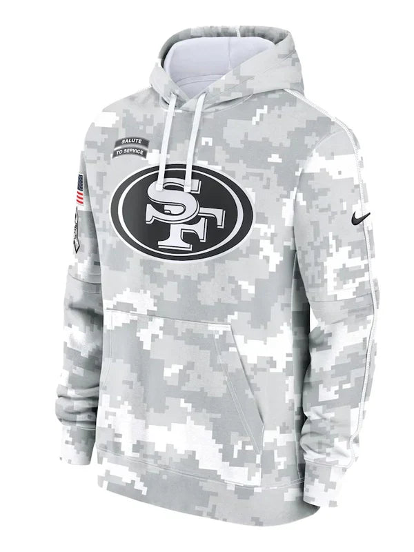2024 San Francisco 49ers Arctic Camo Salute to Service Hoodie - Recreated Inspired Edition