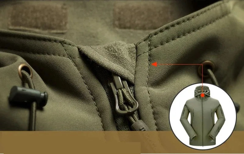 Men's Hooded Casual Military Outdoor Utility Jacket Fashion Sharkskin Soft-Shell Tactical Waterproof Combat Bomber Jacket
