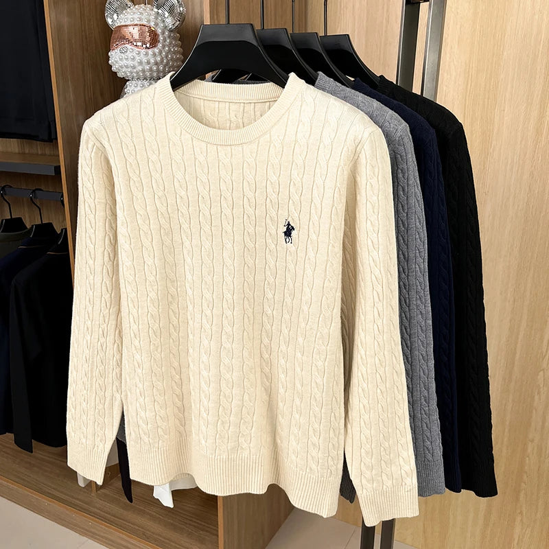 Hot High-End Luxury Man Long-Sleeved Knitwear Round Neck No Pilling No Fading Embroidery Spring New Sweater Leisure MensClothing