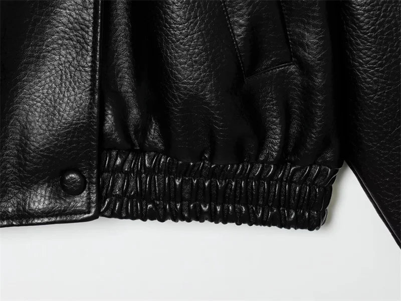 Women's Faux Leather Jacket New Fashion Long Sleeve Versatile Jacket Personality Chic Women Coat Autumn Winter Ladies Outerwear