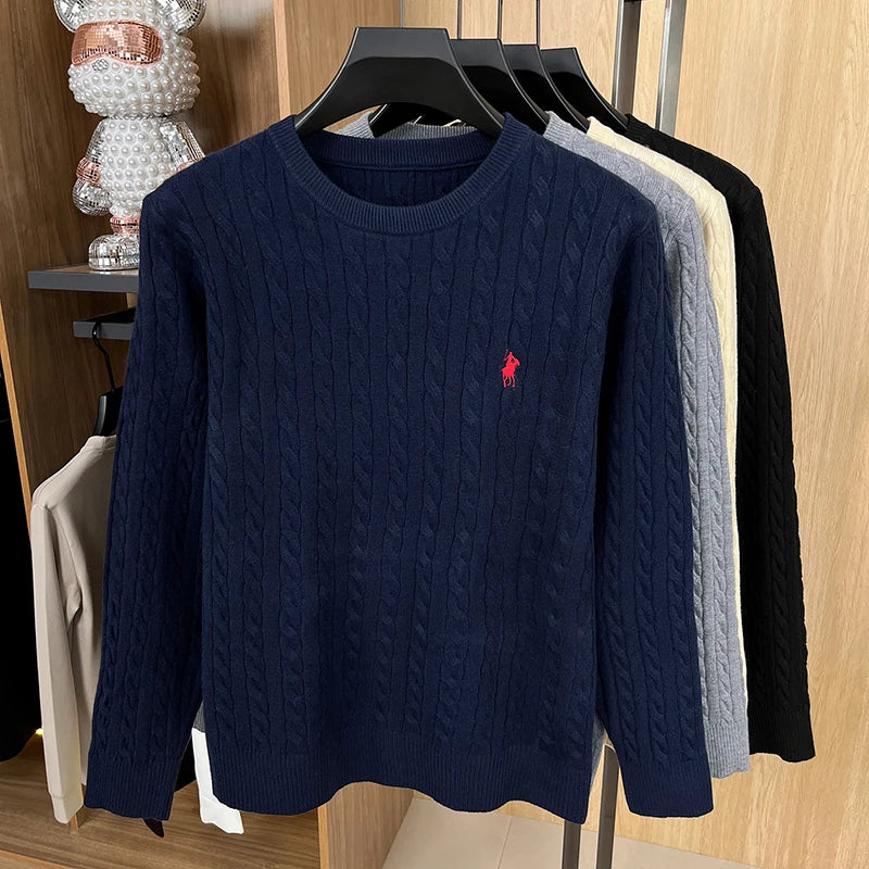Hot High-End Luxury Man Long-Sleeved Knitwear Round Neck No Pilling No Fading Embroidery Spring New Sweater Leisure MensClothing