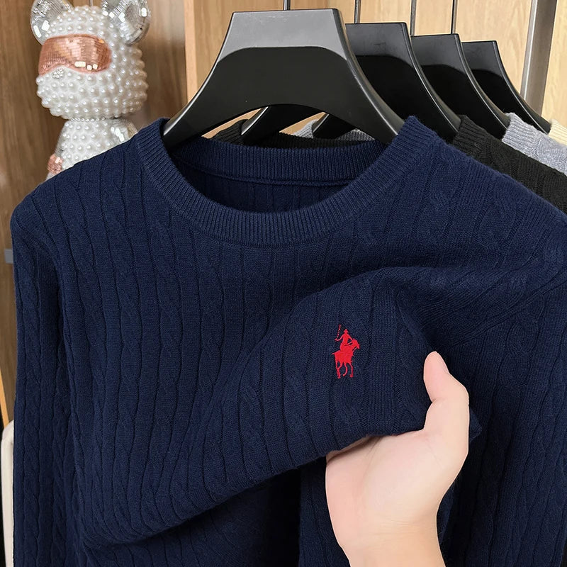 Hot High-End Luxury Man Long-Sleeved Knitwear Round Neck No Pilling No Fading Embroidery Spring New Sweater Leisure MensClothing