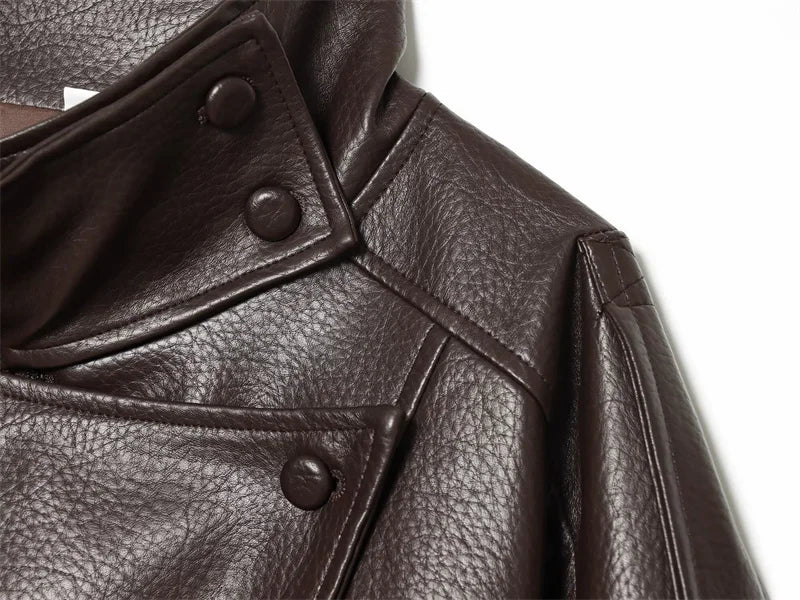 Women's Faux Leather Jacket New Fashion Long Sleeve Versatile Jacket Personality Chic Women Coat Autumn Winter Ladies Outerwear
