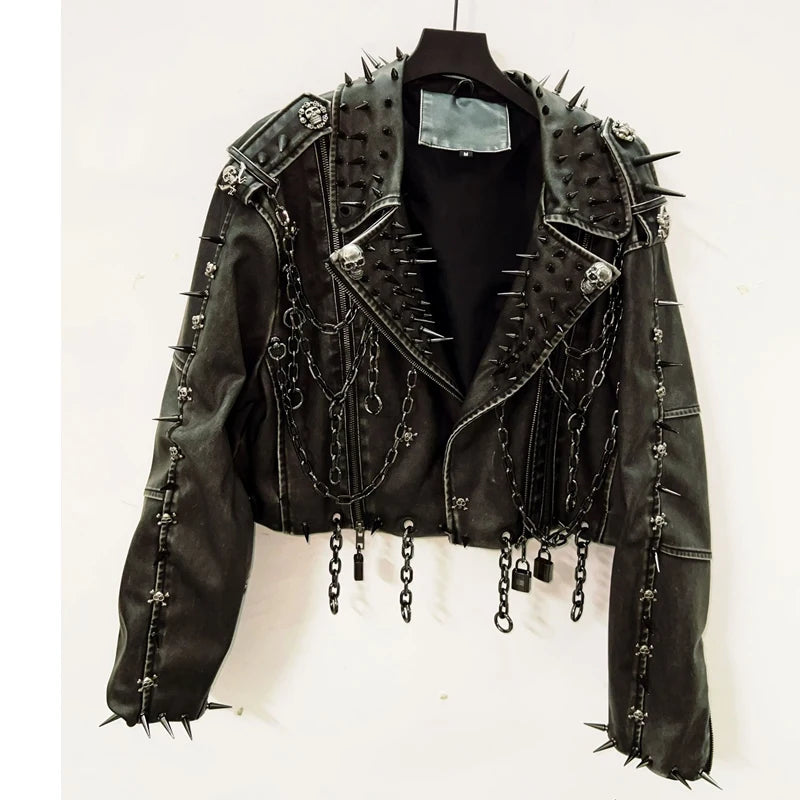 Leather vintage  Jacket Skull Jacket gothic Leather vintage Jacket harajuku  Jacket gothic clothes y2k clothes gothic Jacket