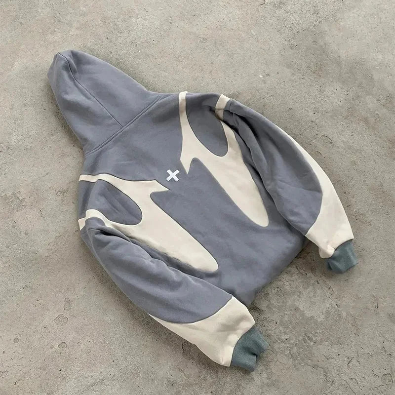 American Retro Letter Printed Devil Pattern Hoodie Y2k Harajuku Casual Couple Zipper Hoodies Sweatshirt Fashion Men's Clothing