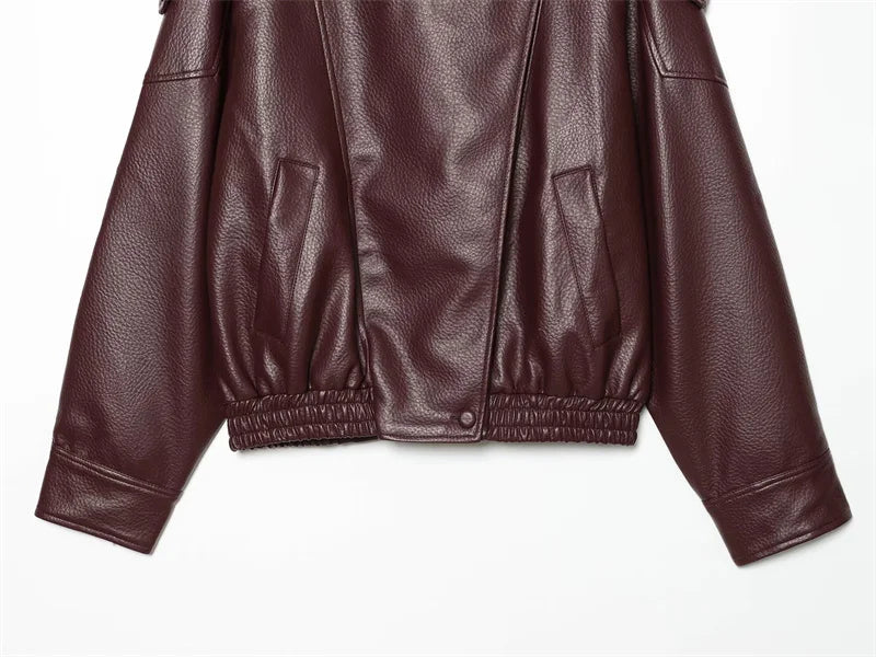 Women's Faux Leather Jacket New Fashion Long Sleeve Versatile Jacket Personality Chic Women Coat Autumn Winter Ladies Outerwear