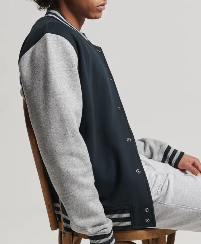 Sean Men Black and Grey Baseball Jacket