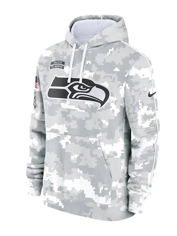 2024 Seattle Seahawks Arctic Camo Salute to Service Hoodie - Recreated Inspired Edition