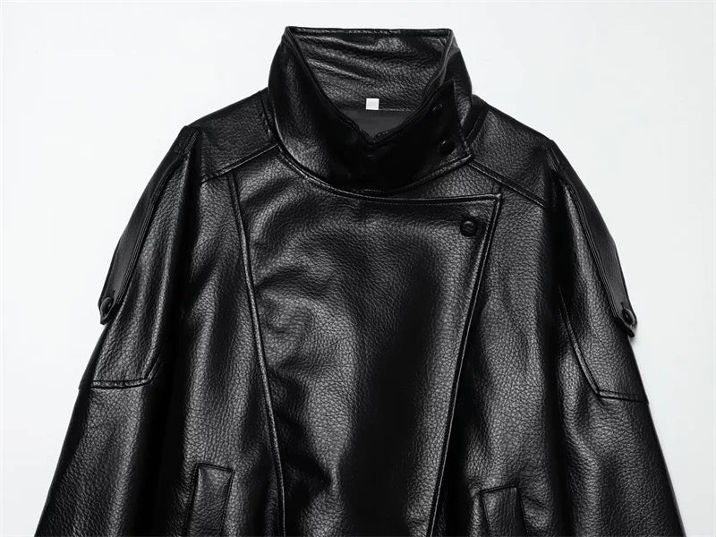 Women's Faux Leather Jacket New Fashion Long Sleeve Versatile Jacket Personality Chic Women Coat Autumn Winter Ladies Outerwear