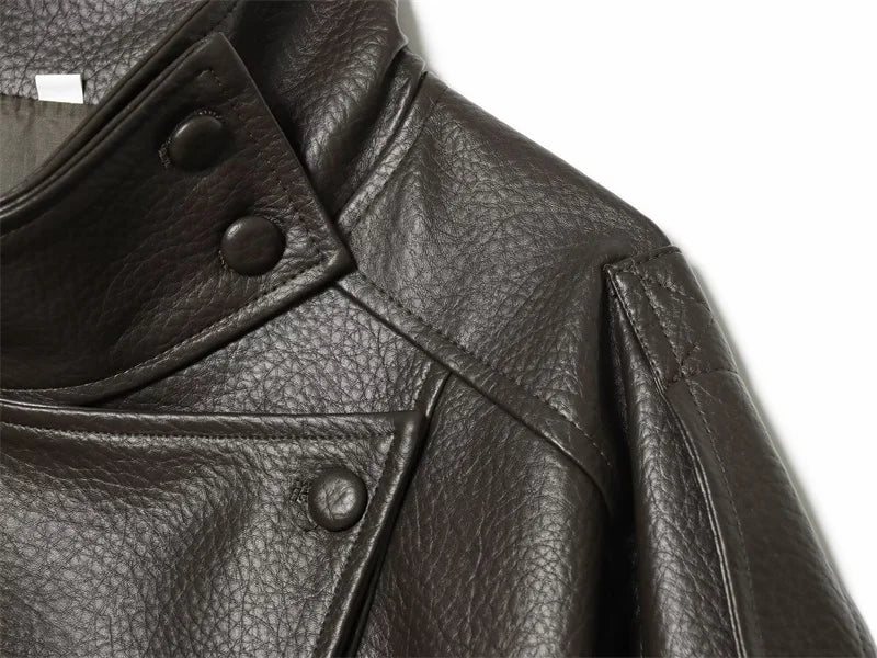 Women's Faux Leather Jacket New Fashion Long Sleeve Versatile Jacket Personality Chic Women Coat Autumn Winter Ladies Outerwear