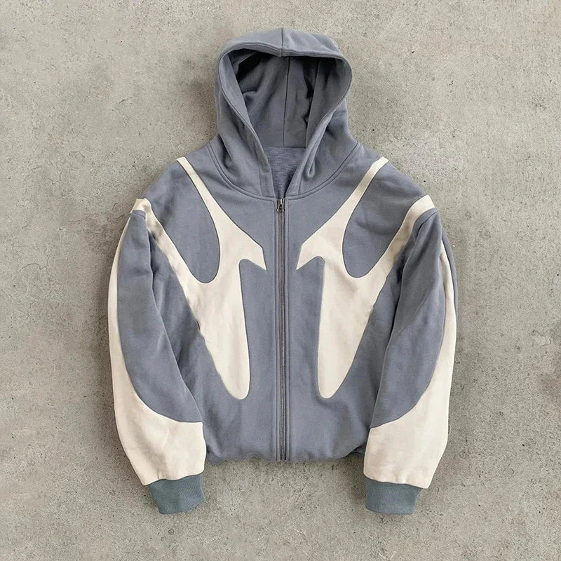 American Retro Letter Printed Devil Pattern Hoodie Y2k Harajuku Casual Couple Zipper Hoodies Sweatshirt Fashion Men's Clothing