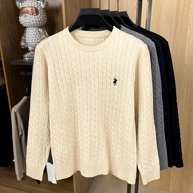 Hot High-End Luxury Man Long-Sleeved Knitwear Round Neck No Pilling No Fading Embroidery Spring New Sweater Leisure MensClothing