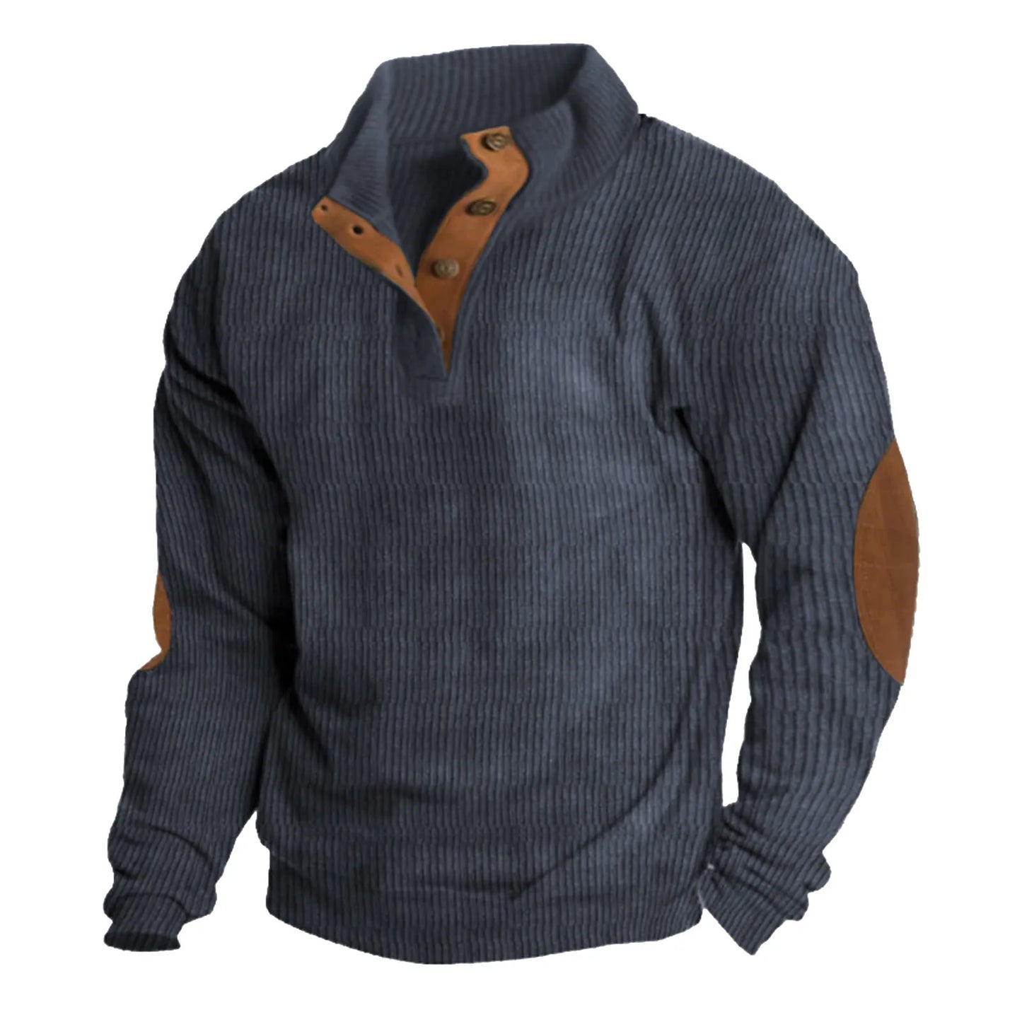 Mens Casual Sweater Tops Loose Comfortable Buckle Stand Neck Long Sleeve Knitwear Hoodie Plus Size Mens Band Knitting Pullovers