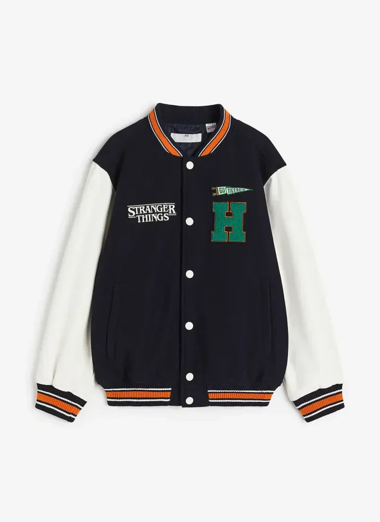 Stranger Things Wool Baseball Black Varsity Jacket - Recreated Inspired Edition