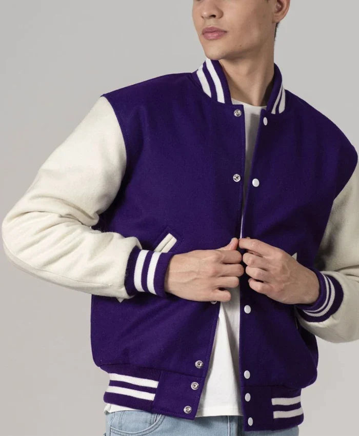 Stylish Purple And White Varsity Jacket - Recreated Inspired Edition Unisex