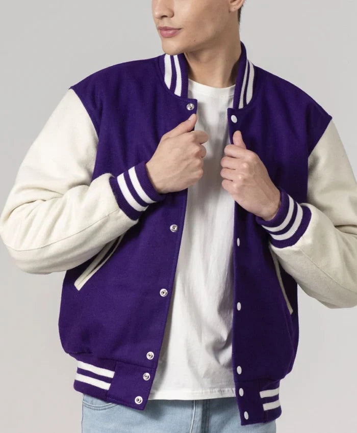 Stylish Purple And White Varsity Jacket - Recreated Inspired Edition Unisex