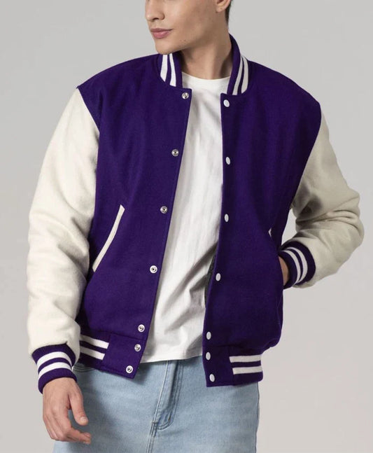 Stylish Purple And White Varsity Jacket - Recreated Inspired Edition Unisex
