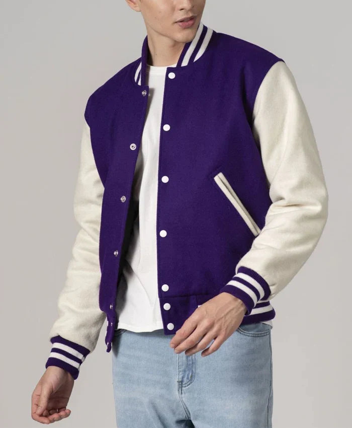 Stylish Purple And White Varsity Jacket - Recreated Inspired Edition Unisex