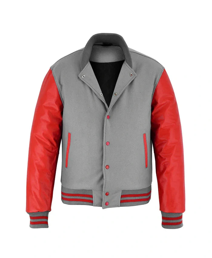 Stylish Red And Grey Lettermen Varsity Jacket - Recreated Inspired Edition