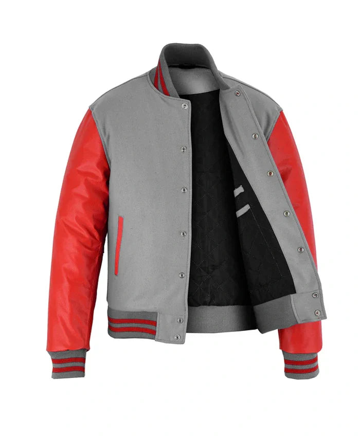 Stylish Red And Grey Lettermen Varsity Jacket - Recreated Inspired Edition