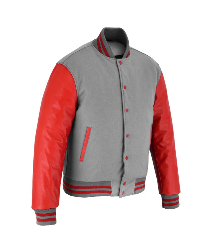 Stylish Red And Grey Lettermen Varsity Jacket - Recreated Inspired Edition