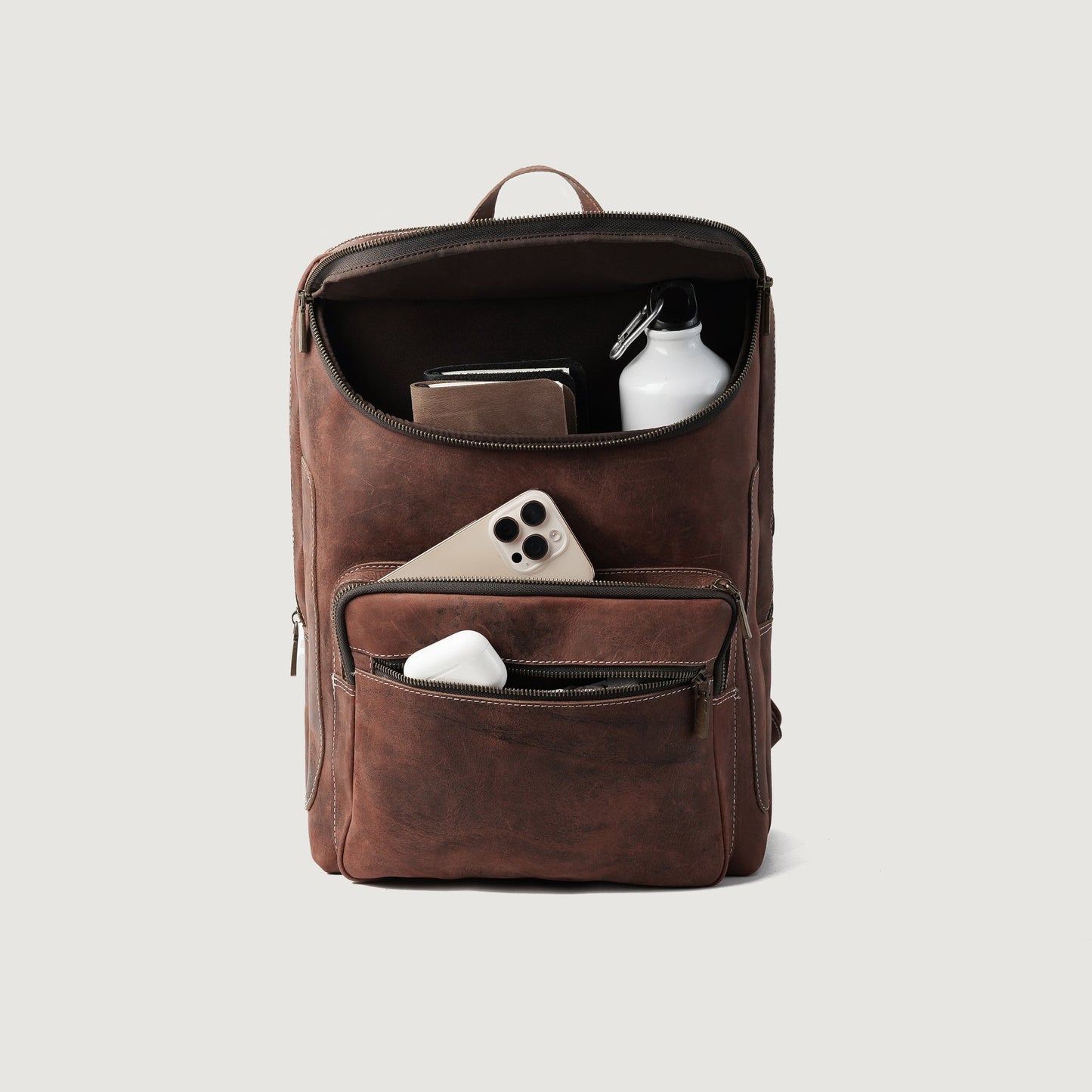 The Bedford Vintage Distressed Brown Leather Backpack