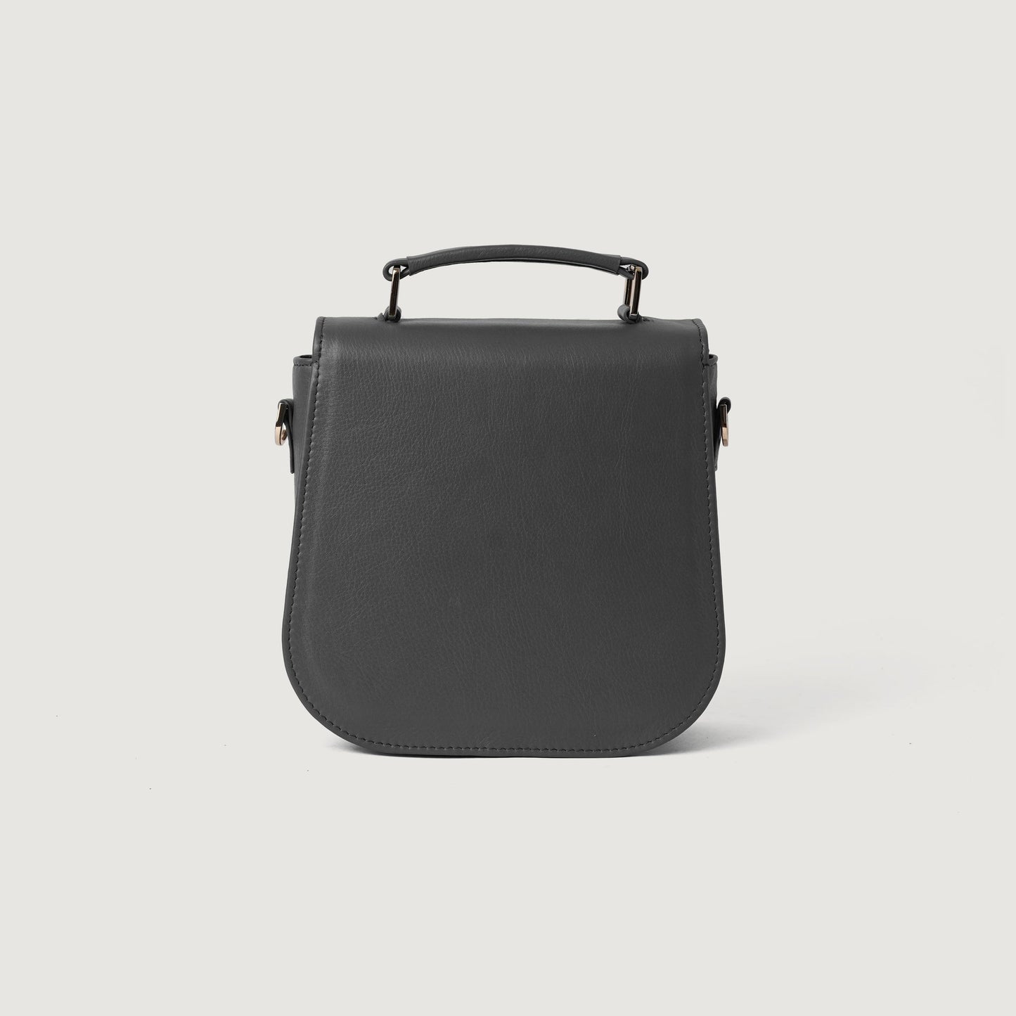 The Sandra Grey Leather Saddle Bag