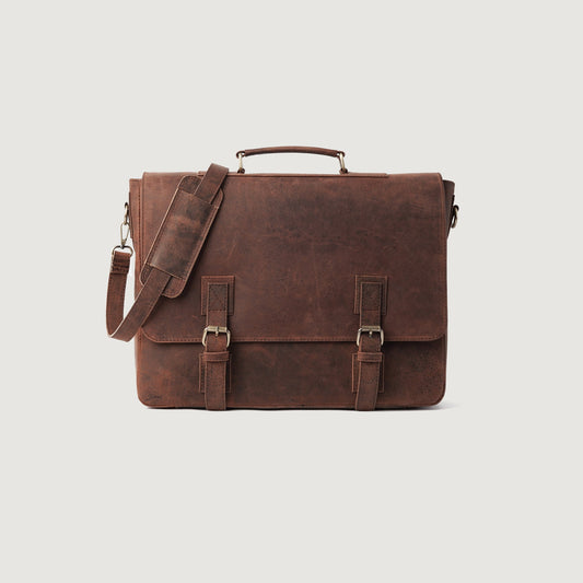The Cristoph Vintage Distressed Brown Leather Messenger Bag